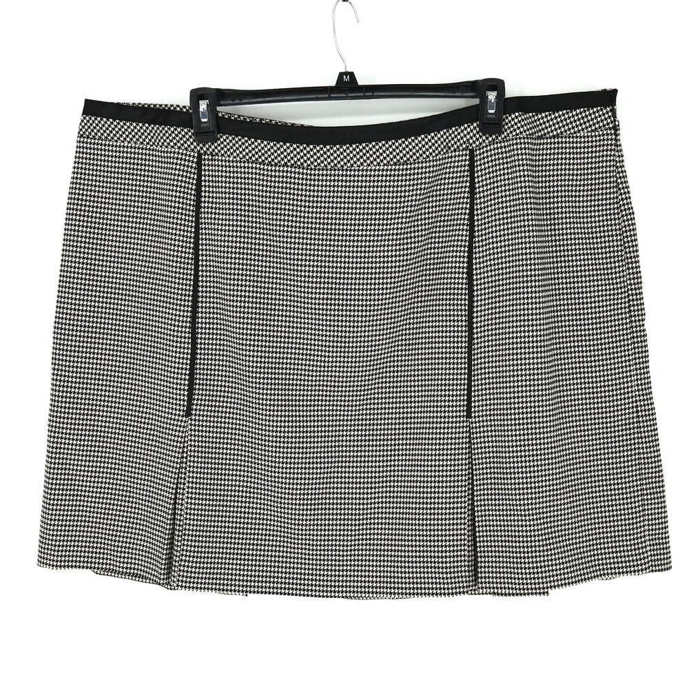 Lane Bryant Skirt Plus Size 28 Black White Houndstooth Pleats Knee Length Career